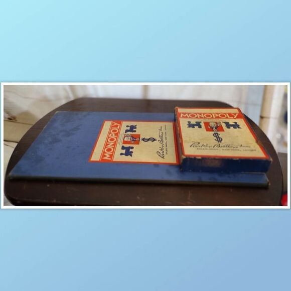 Monopoly 1937 Vintage Board Game Blue Box Parker Brothers Wood Pieces Complete W - Picture 2 of 9